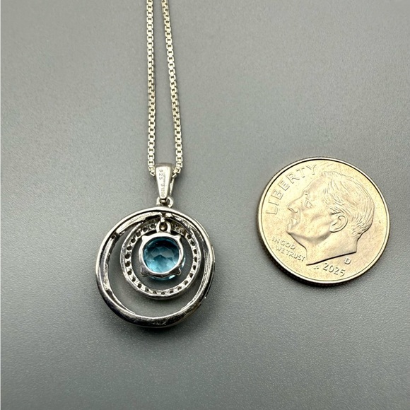 JWBR Topaz Necklace Sterling Silver Floating  Lab Created NWOT - Picture 4 of 4